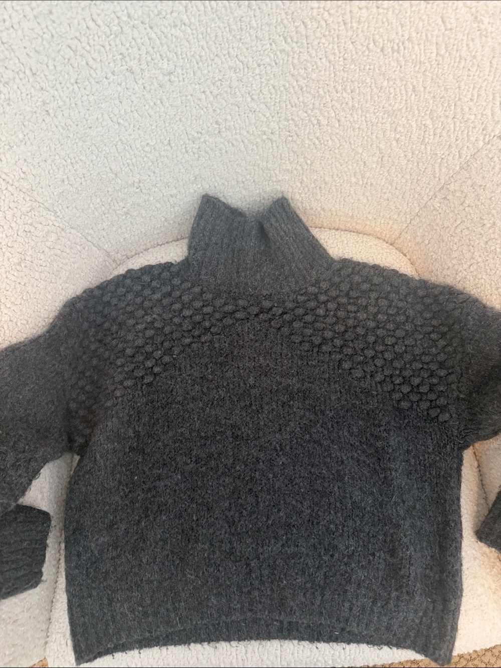 Free People Gray Textured Mock Neck Sweater Cropped XS
